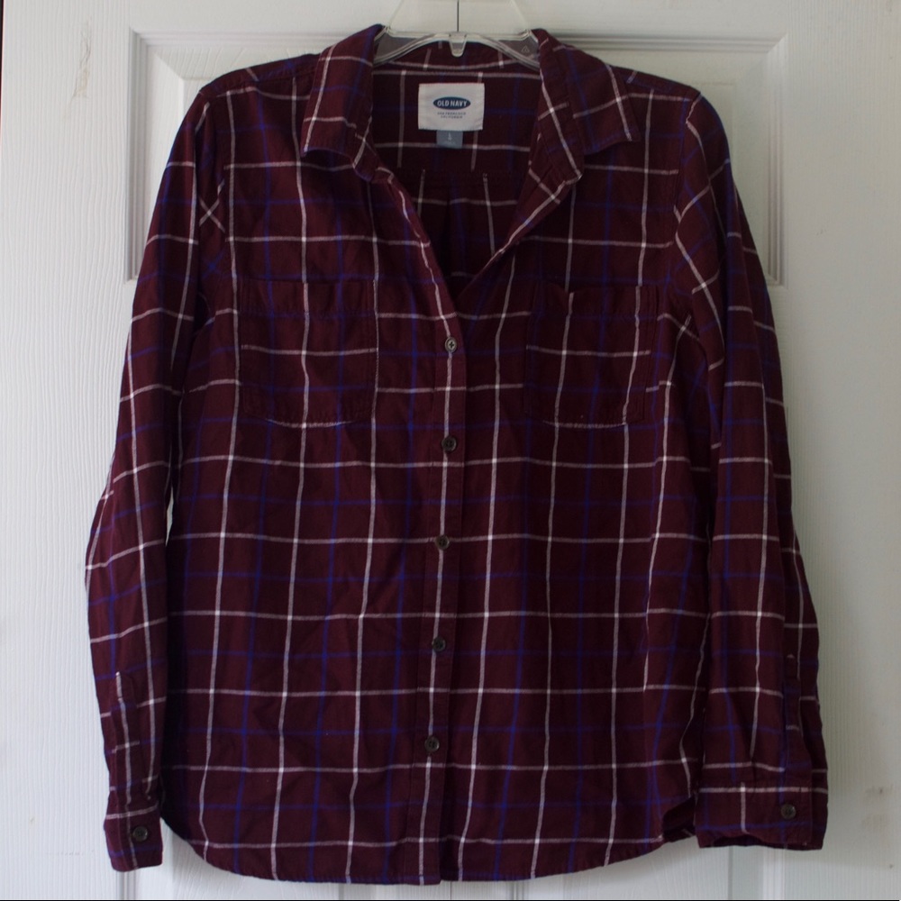 OLD NAVY Gridded Button-Up Flannel